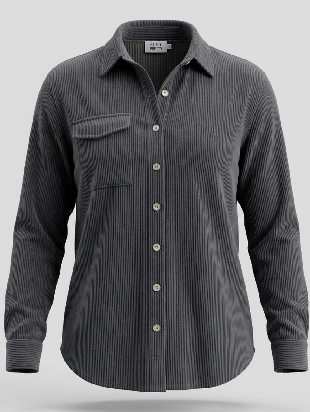 Princess Polly Corduroy Charcoal Grey Oversized Women's Shirt/Shacket Size 6
